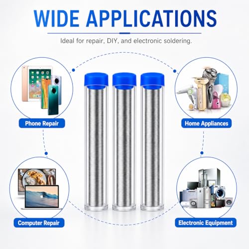 Image of 3Pcs High Purity Low Melt Solder Wire,0.8mm Diameter Rosin Core Solder,electrical solder for Electronic Electrical Soldering(0.8mm 8 /10 /12g) (3pcs 0.8mm /10g)