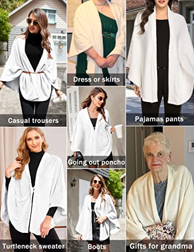 Ekouaer Flannel Faux Poncho for Women Lightweigh Blanket Warm TV Shawl Winter Coat Sweater Cape2