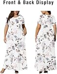 WNEEDU Womens Plus Size Maxi Dresses Summer Casual Long Dress Short Sleeve with Pockets 2026