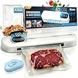 NOVARKA | Envasadora al Vacio PORTATIL con 60 Bolsas de REGALO | Selladora al Vacío para tu Cocina | Conserva tus Alimentos | Incluye Abridor de Bolsas.