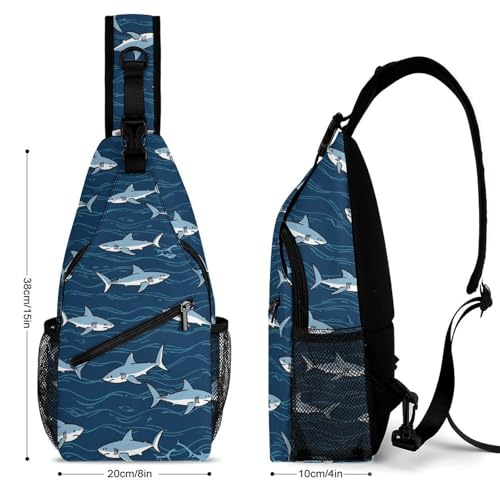 Lightweight Chest Shoulder Backpack, Chest Bag, Fashion Day Pack For Women And Men Shark2