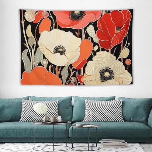 Tapisserie murale coquelicots 152x228cm pour habiller un grand pan de mur vide