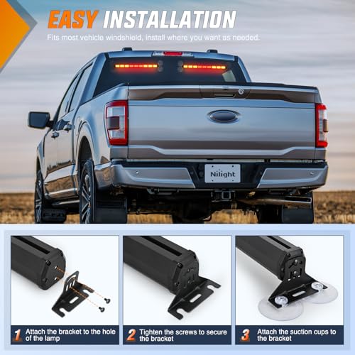 Image of Nilight 162 LED Traffic Advisor Strobe Light Bar with Controller Amber Red