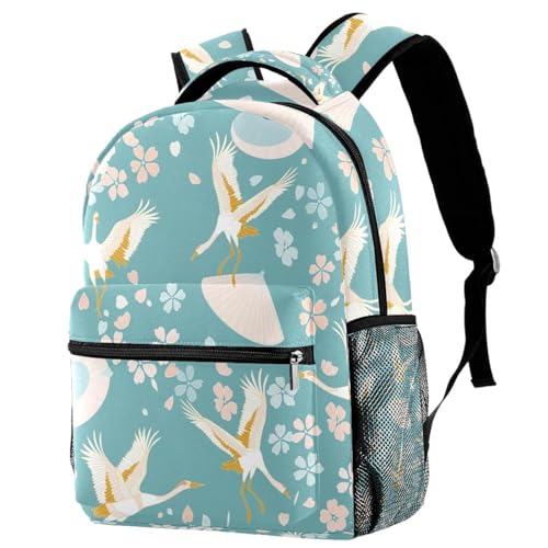 Sac à dos d'école grues japonaises multicolore pour fille et garçon 40cm