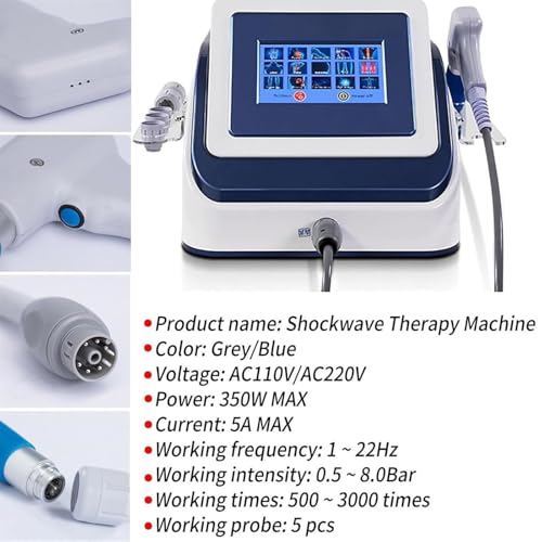 Máquina de Terapia por Ondas de Choque para Alivio de Dolor Articular y Muscular - Cabezas de Trabajo Enfocadas y Radiales para Regeneración Efectiva de Tejidos, 0.5-8 Bar, Diseño Portátil, Azul miniatura 2