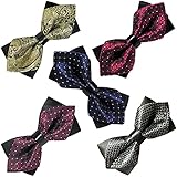 ArBoXiA Sharp-angled Bow Tie for Men,Ladies and Kids,Adjustable Jacquard Business Bow Tie House,Prom & Wedding & Party & Office Fashion Double Layer Bow Tie, Set of 5