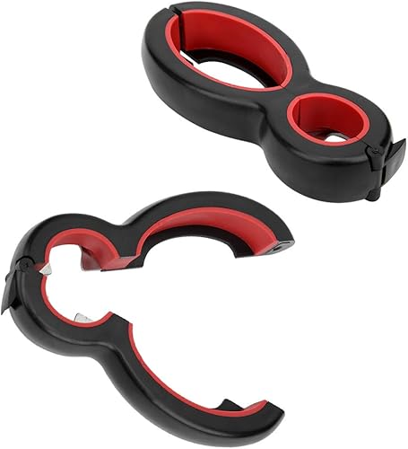 Abrelatas manual, negro y rojo, portátil, abridor de botellas de mano, herramienta de cocina para anillos de extracción de latas para tapas de latas