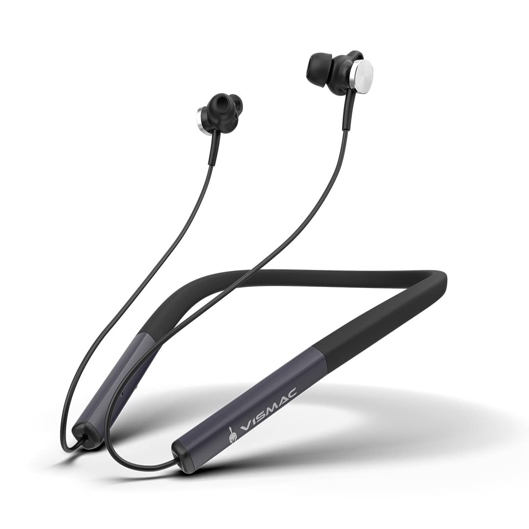 VISMAC Coral Wireless Neckband Earphones, Sweat proof, Bluetooth 5.0, Ear-pod Design, Built-in Mic, Up-to 10 Hrs Playback