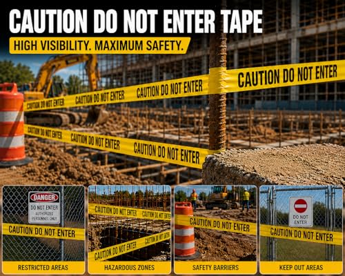 Image of ATERET Premium Caution Do Not Enter Tape - 1-Pack, 3 inch x 1000 feet, Hazard Safety Tape for Danger /Hazardous Area, Ideal for Halloween Decorations, Parties, Work-Sites