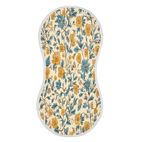 Vintage Flowers Burp Cloths Cotton Baby Washcloths,Large 22x11in Burping Cloth Absorbent and Soft for Newborn Baby Boys and Girls,2 Pack