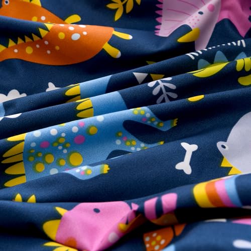 Image of TPU Backing Waterproof Fitted Sheet with Deep Pocket,Dino Printed Thicken Fabric Bed Sheets (Navy Blue(Waterproof), Twin)