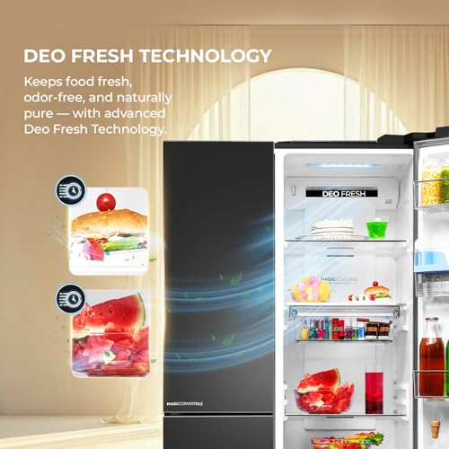 Image of Haier SmartChoice 592L 3Star 3-Door Water Dispenser Side by Side Frost Free Refrigerator|Convertible|Smart Sense AI|Inverter|Digital Display Panel (2025 Model, HRT-683WGKU1, Graphite Black)