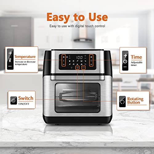 CROWNFUL Smart Air Fryer Toaster Oven Combo, 10.6 Quart WiFi Convection