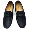 WUIWUIYU Men's Slip On Penny Loafers Moccasin Driving Shoes Casual Leather Flats Boat Shoes Size 13 Black #2