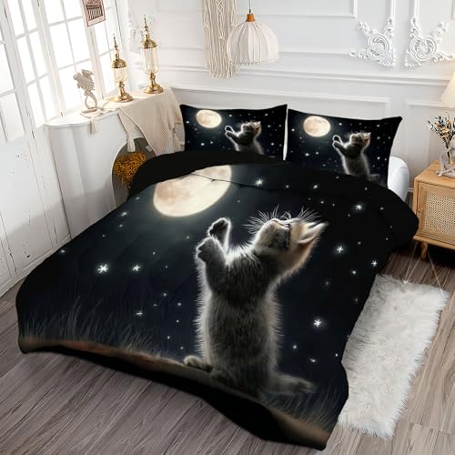 Couette d'été 200x200cm imprimé chat mignon édredon microfibre - 3