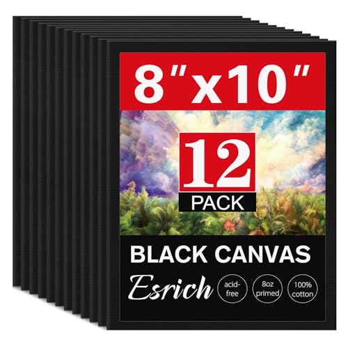 12 Pack Canvas for Painting 8x10 Inch, Black Canvas...