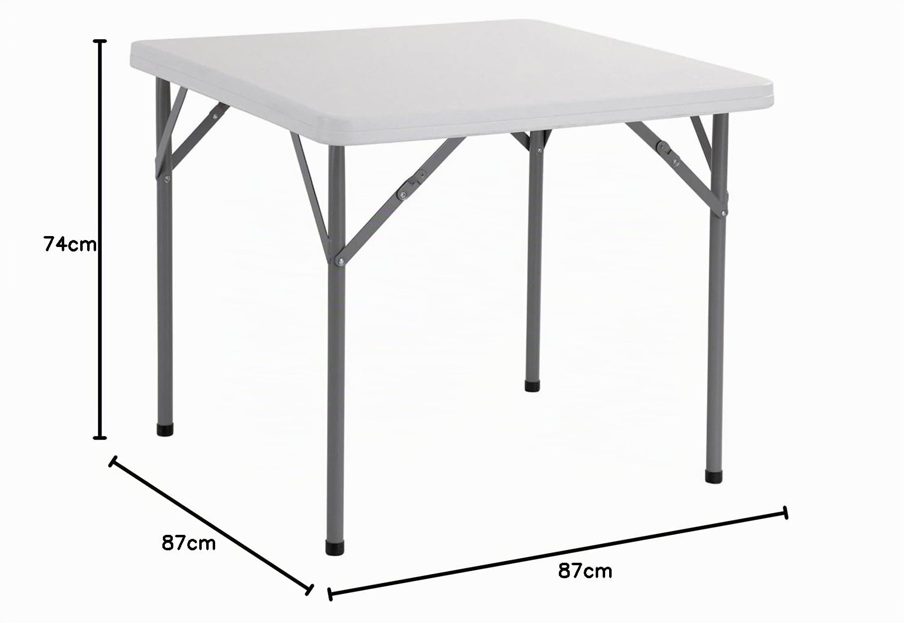 Tavolo Pieghevole In Hdpe Per Catering Campeggio Giardino Feste Buffet Eventi Mercati (Bianco, Quadrato cm.87X87X74h)