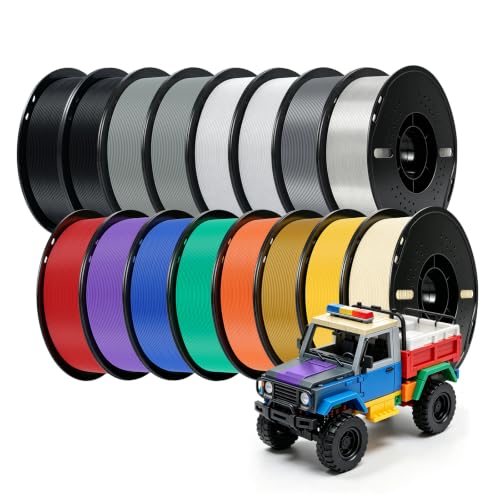Image of Kingroon PLA Plus 3D Printer Filament,PLA+ 16 Rolls,Dimensional Accuracy + /-0.03mm,16kg Spool(35.3lbs),1.75 mm,2White 2Grey 2Black Red Blue Green Yellow Silver Skin Purple Transparentwhite Orange Gold