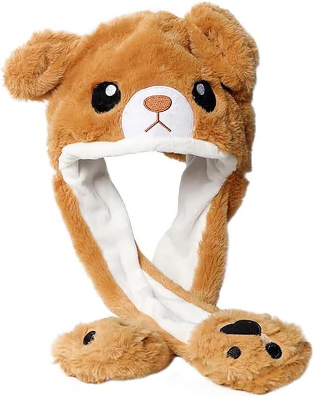 Bunny Cap With Moving Ears (LED Glowing) Girls Headwear Plush Funny Hat, Wool Winter Cap