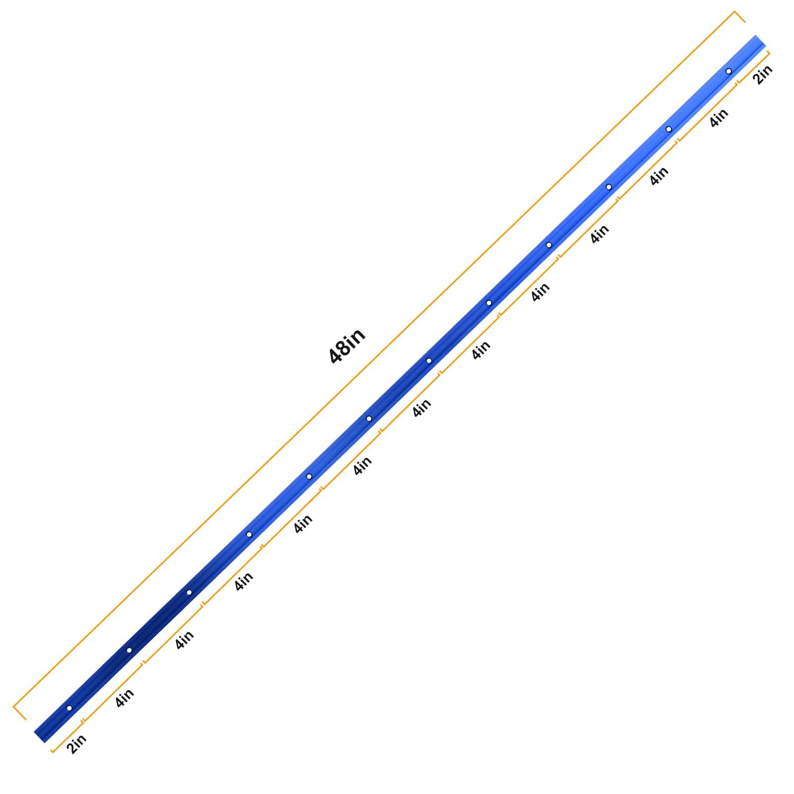 iMetrx T Tracks Woodworking Aluminum 48 inch 1220 mm Blue 4 Pcs Double Cut Profile Universal with Predrilled Mounting Holes for Universal T-Track Accessories - Image 4