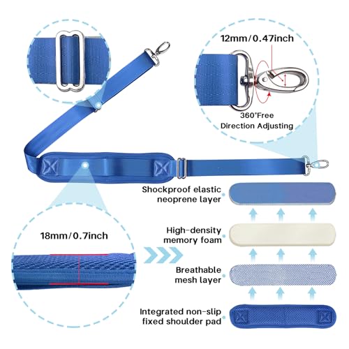 Image of Shoulder Strap for Bag Universal Replacement 58 inch /67 inch Fixed Padded Adjustable Buckle Heavy Duty Shoulder Strap
