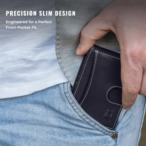 Image of Kings Loot Money Clip Slim Minimalist Wallet for Men - RFID Blocking Leather Design with Money Clip - Front Pocket Bifold Holds 12 Cards - Stylish & Compact Wallets (Sapphire)
