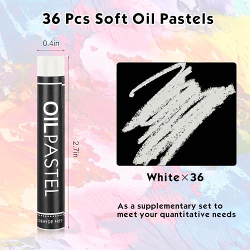 Geyoga 36 Pcs White Oil Pastels Bulk for Artists Soft Oil Crayons Single Color Creamy Pastels for Art Painting Drawing Blending for Artist by Geyoga - Image 2