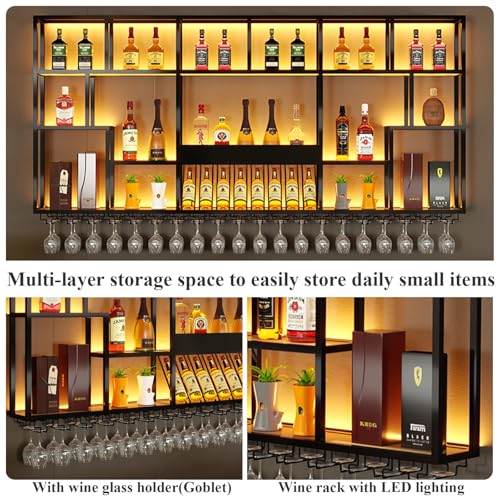 Support pour verres à vin et bouteilles mural pour optimiser les petits salons - 6