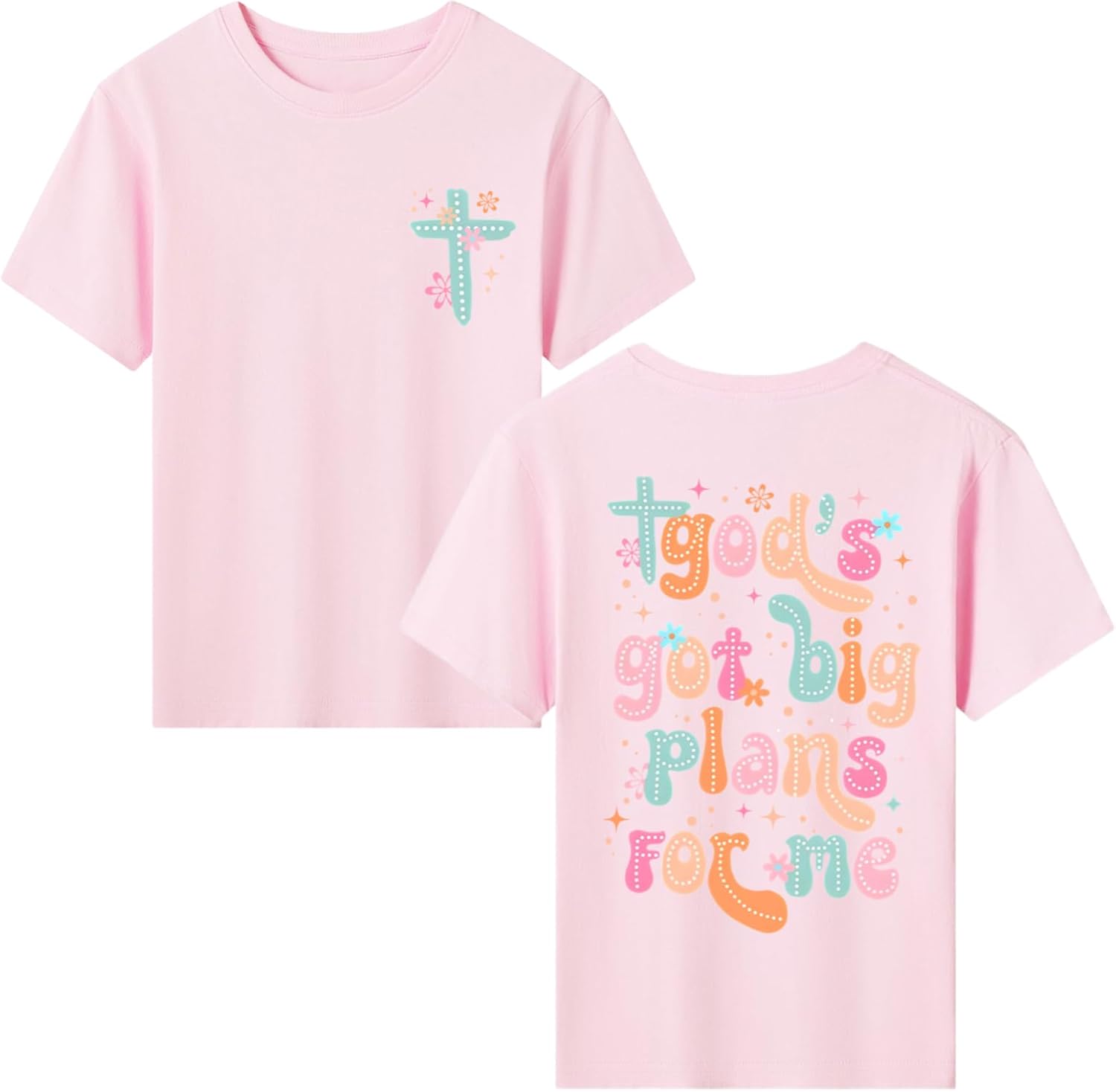 Christian Shirts for Girls Bible Verse God Shirt Kids Graphic Tees Cute Cross Outfits Floral Print Summer Top - Image 6