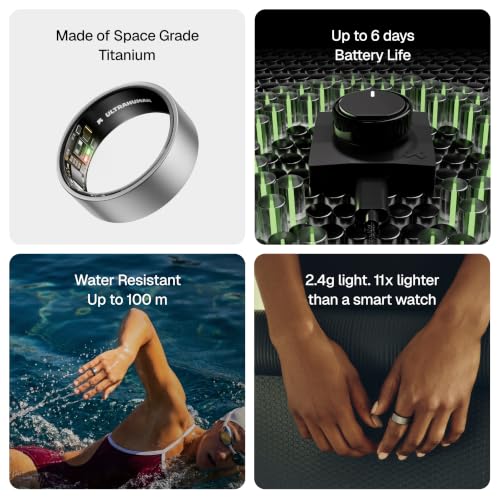Image of ULTRAHUMAN Ring AIR - Raw Titanium - Size 8 - Smart Ring | No App Subscription Fee | Size First with Sizing Kit | Sleep, Activity & Heart Rate Tracking | Fitness Ring for Men & Women