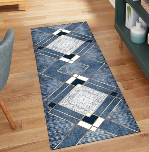 Alfombra de pasillo azul moderna para decorar cocinas y dormitorios amplios 2