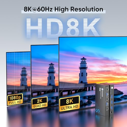 Hearvo STK-S7229H-A Usb 3.0 Hdmi Kvm Switch 1 Monitor 2 Computers, 8K@60Hz Kvm Switches thumb #3