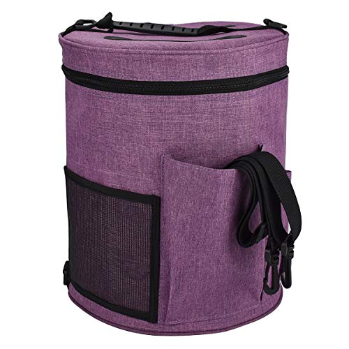 QIUPFGUT Yarn Organiser, Portable Storage Bag for Yarns, Knitting Bag, Yarn Bag, Takeaway Projects, Craft Bag for Crocheting, Embroidery Sewing Bags for Knitting Accessories & Crochet Projects (Purple