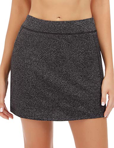 Saia feminina iClosam atlética e leve para corrida, tênis, golfe, esportes, Dark Grey_print, Large