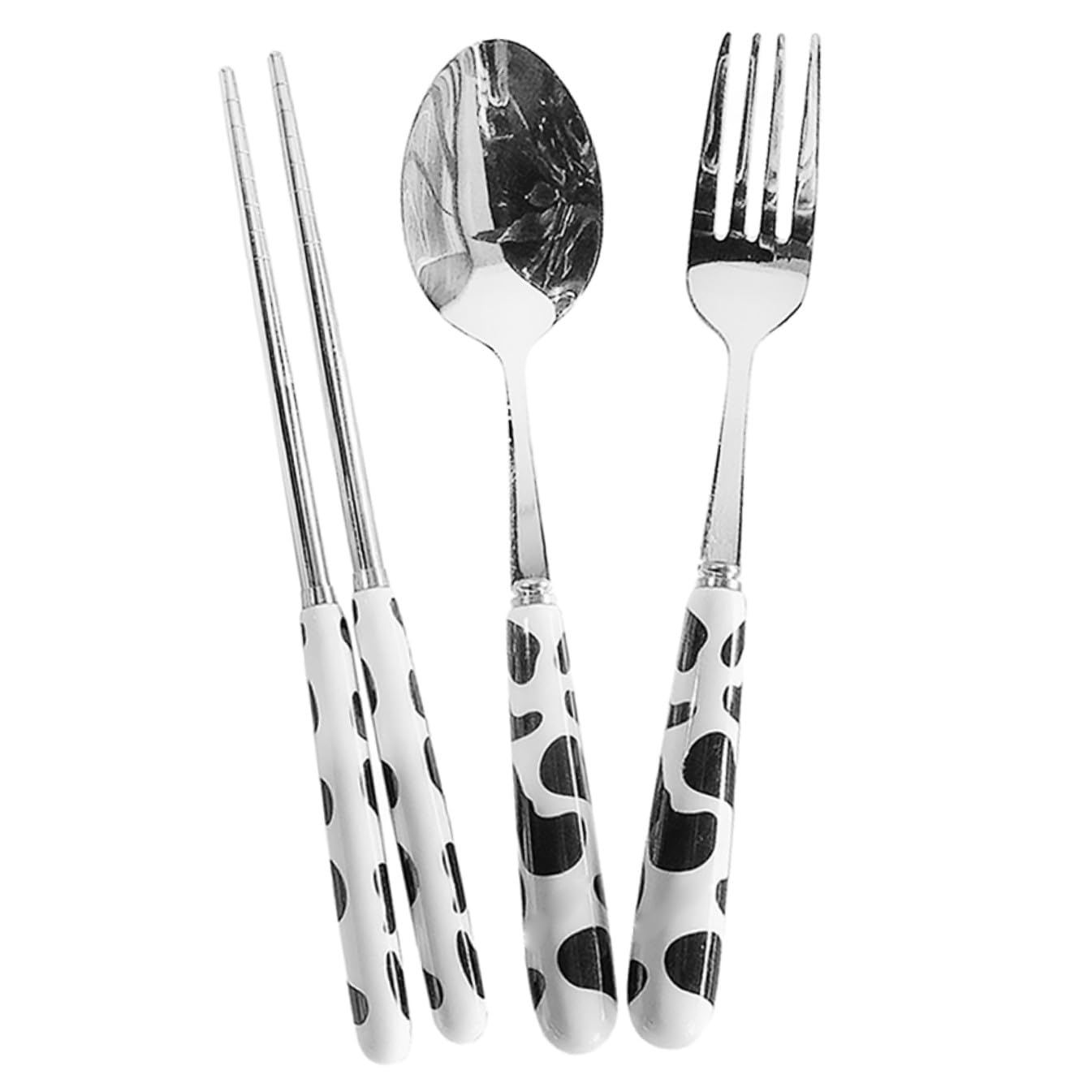 BESTonZON 3juegos Cubiertos De Viaje Portátiles con Estuche De Utensilios De Inoxidable para Camping Incluye Tenedor Cuchara y Palillos para Hogar y Salidas