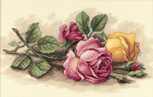 Dimensions Kreuzstich-Set, 35,6 x 22,9 cm, Rosenstecklinge, 14 Stück
