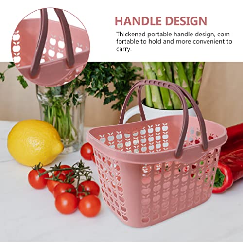 Yarnow Plastic Shopping Basket With Handles, Pink Shopping Basket, Plastic Grocery Shopping Basket With Handles For Retail Store (11 X 7.9 X 7.5 Inch) #TOP4