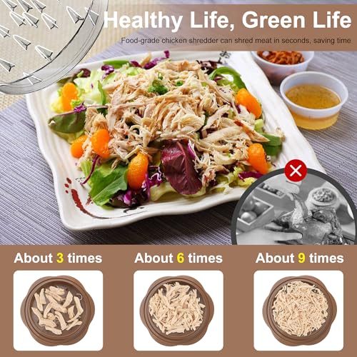 Image of Chicken Shredder Tool Twist Large Chicken Breast Shredder with Brush&Fork, Visible Meat Shredder Machine, Strong Anti-Slip Strip, Ergonomic Handle, BPA Free, Suitable for Pork Beef Chicken(Brown)