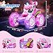 Unicorn Remote Control Car Toys for Girl - 360° Rotating Pink RC Stunt Cars 4WD Remote Cars for Kids, 2.4GHz Toy Car USB Direct Charging with LED Lights, Birthday Gift for 3 4 5 6 7 8 9 Year Old Girl