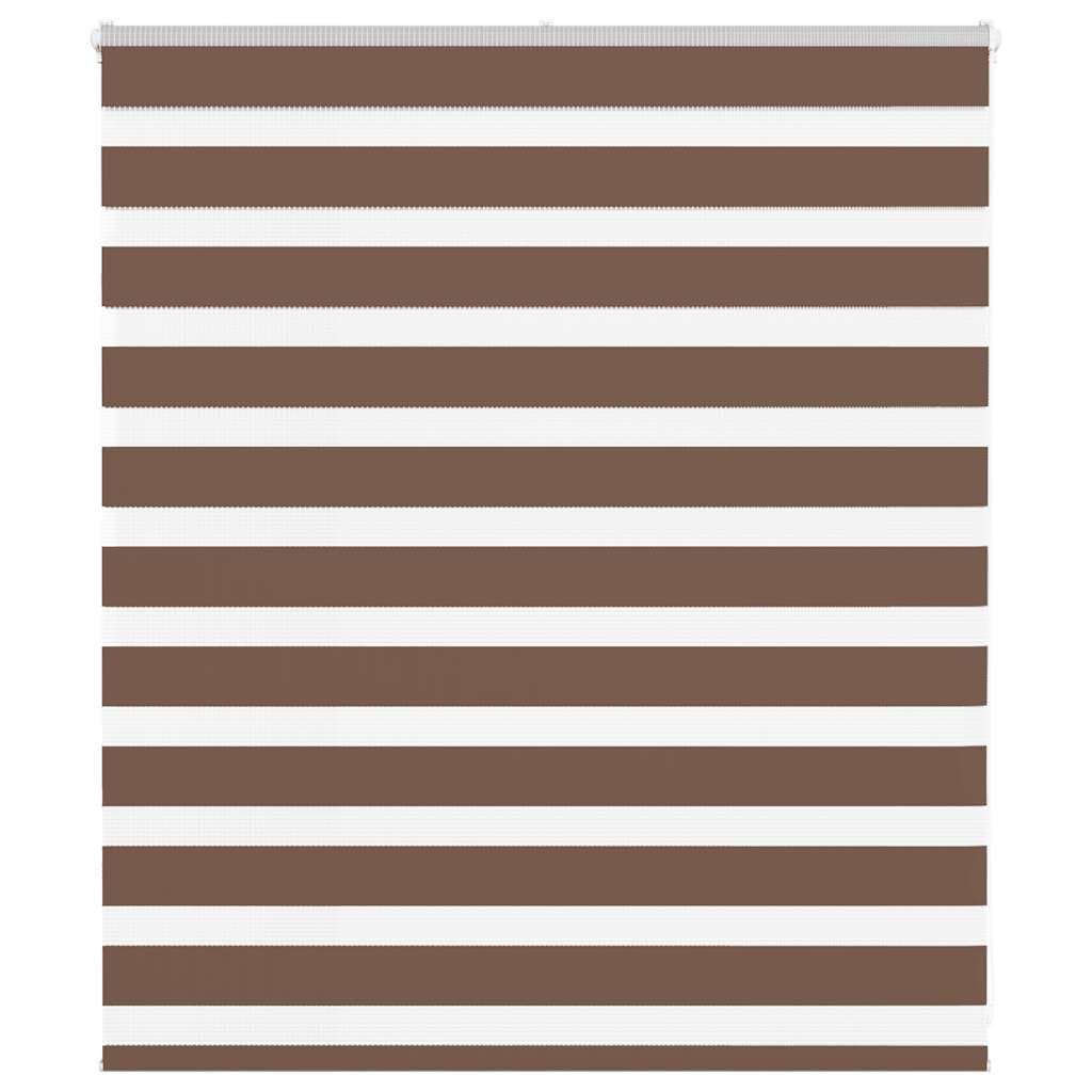 vidaXL Zebra Blind Brown 125x100 cm Fabric Width 120.9 cm Polyester, zebra roller blind, dual roller blind, zebra blind for window