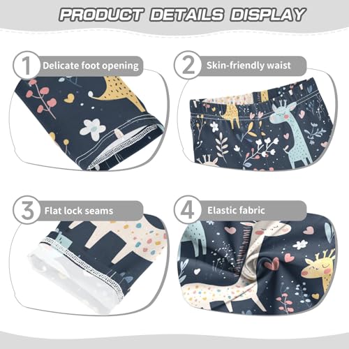 Wusikd Cute Giraffes Girls' Leggings Toddler Doodles Kids Yoga Pants Dance Active Tights 4T3