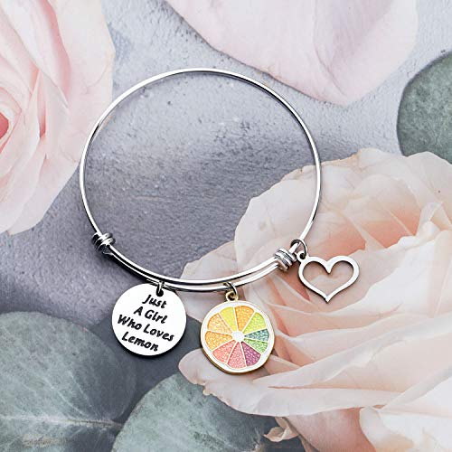Image of WSNANG Lemon Gift Just A Who Loves Lemon Bracelet Cute Fruit Lemon Jewelry Fruit Style Jewelry Gift for Lemon Lovers (Lemon BR)