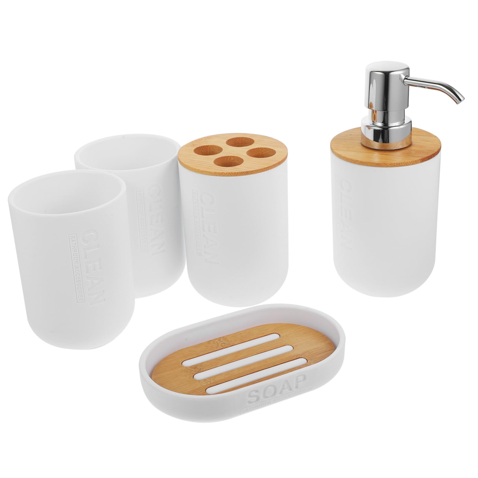 LIFKOME Accesorios Baño Dispensador Jabón Soporte Cepillos Jabón y Vaso Blanco Elegante Práctico Resistente para Cuartos Higiene Diaria