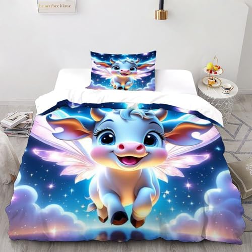 Housse de couette microfibre de qualité supérieure parure 2 pièces motif vache - 2