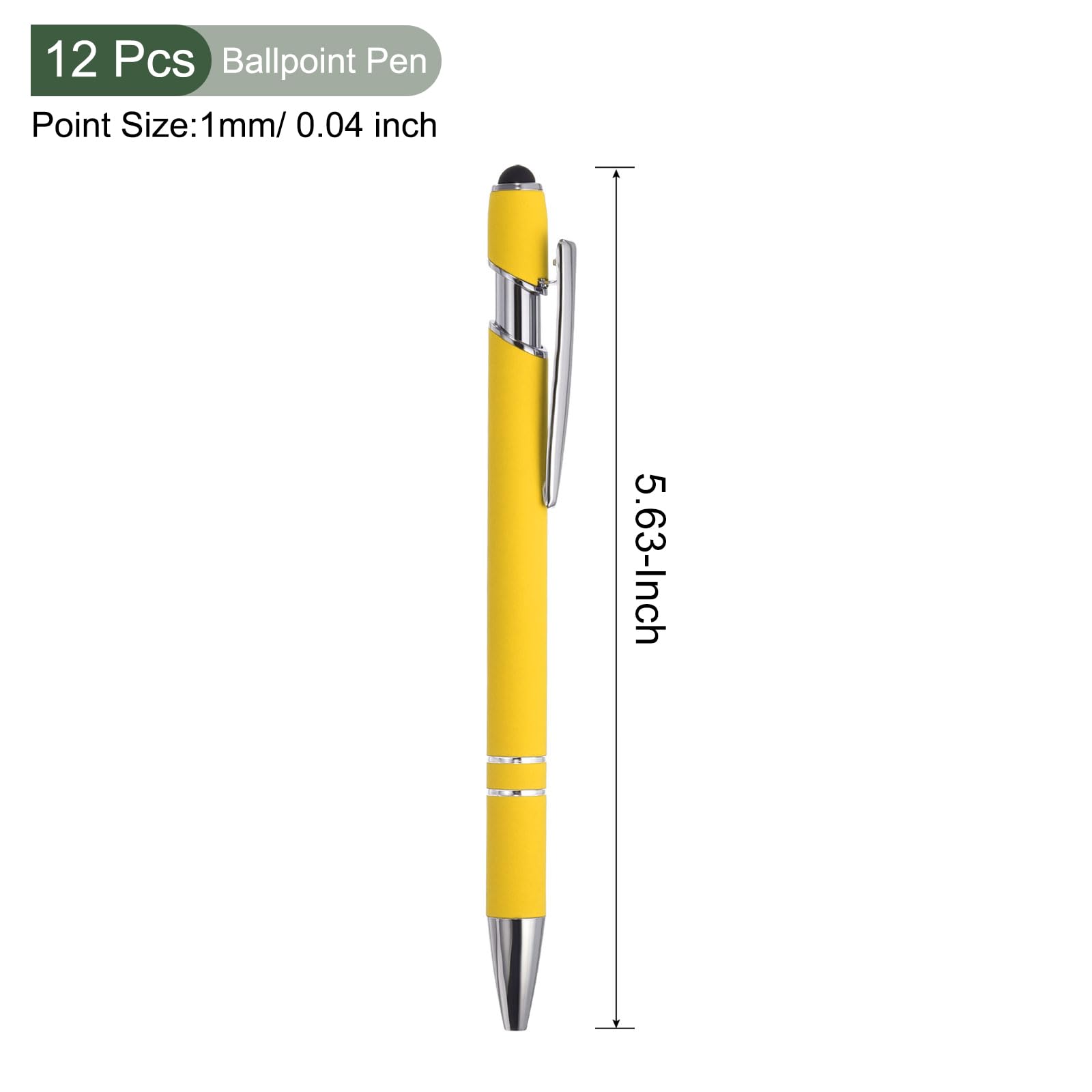 YOKIVE 12 Pcs Ballpoint Pen with Stylus Tip, 2 in 1 Black Ink Metal Stylus Pen 1.0mm Medium Point Style 1 - Image 2