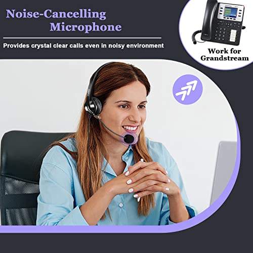 Image of Callez RJ9 Telephone Headset for Yealink Grandstream Avaya Panasonic Snom | Office Phone Headset with Noise Cancelling Microphone, Work for Yealink T31P T33G T46U T54W T57W Grandstream GRP2612 2613