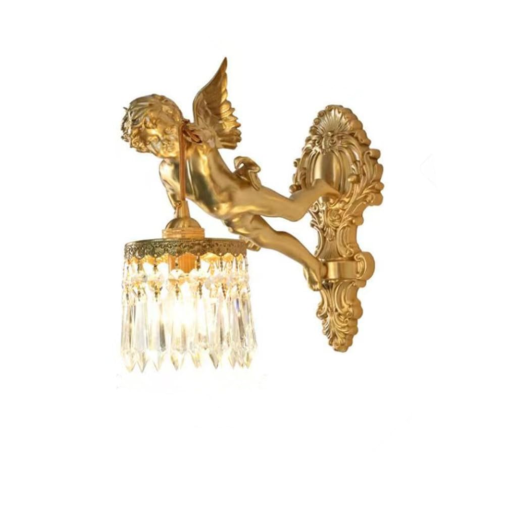 SXECAEPS Brass Wall Lamp LED - American Retro Style for Living Room, Bedroom, Aisle and Corridor Lighting