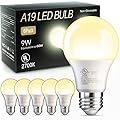 TJOY 6 Pack A19 LED Light Bulbs, 60 Watt Equivalent LED Bulb, Efficient 9W, Soft Warm White 2700K, E26 Standard Base, Non Dimmable Energy Saving Light Bulb, 800LM, 80+ CRI, 120V, UL Listed