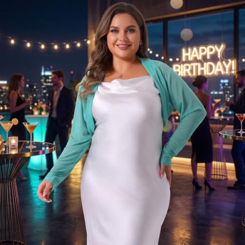 Image of Agnes Orinda Plus Size Mesh Crop Cardigans for Women Long Sleeve Open Front See Through Sheer Bolero Shrug Top