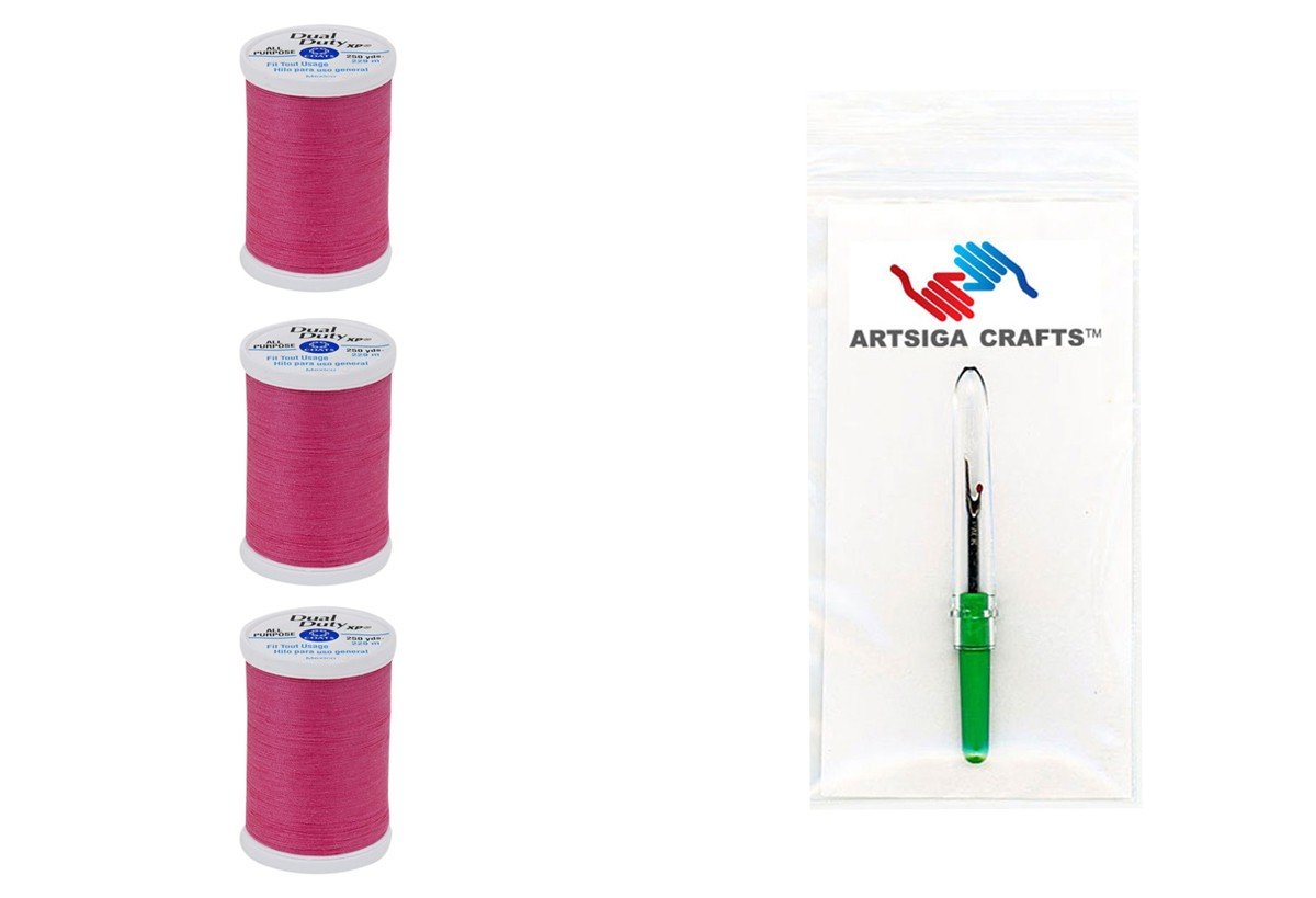 Coats & ClarkSewing Thread Dual Duty XP General Purpose Poly Thread 250 Yards (3-Pack) Hot Pink S910-1840-3P with Seam Ripper